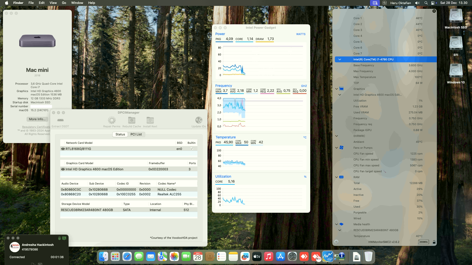 Success Hackintosh macOS Sequoia 15.2 Build 24C101 in Dell Optiplex 3020 Mini PC